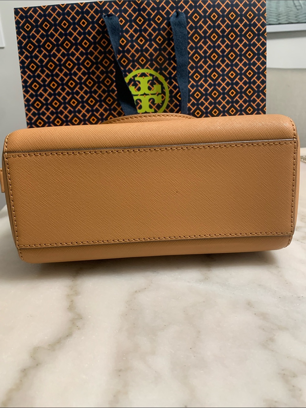 Tory Burch Caramel Tan Mini Satchel with Detachable Strap - Picture 6 of 6